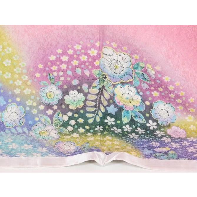 正絹 逸品振袖フルセット ピンク地 金通しに辻が花絞り染フルオーダー