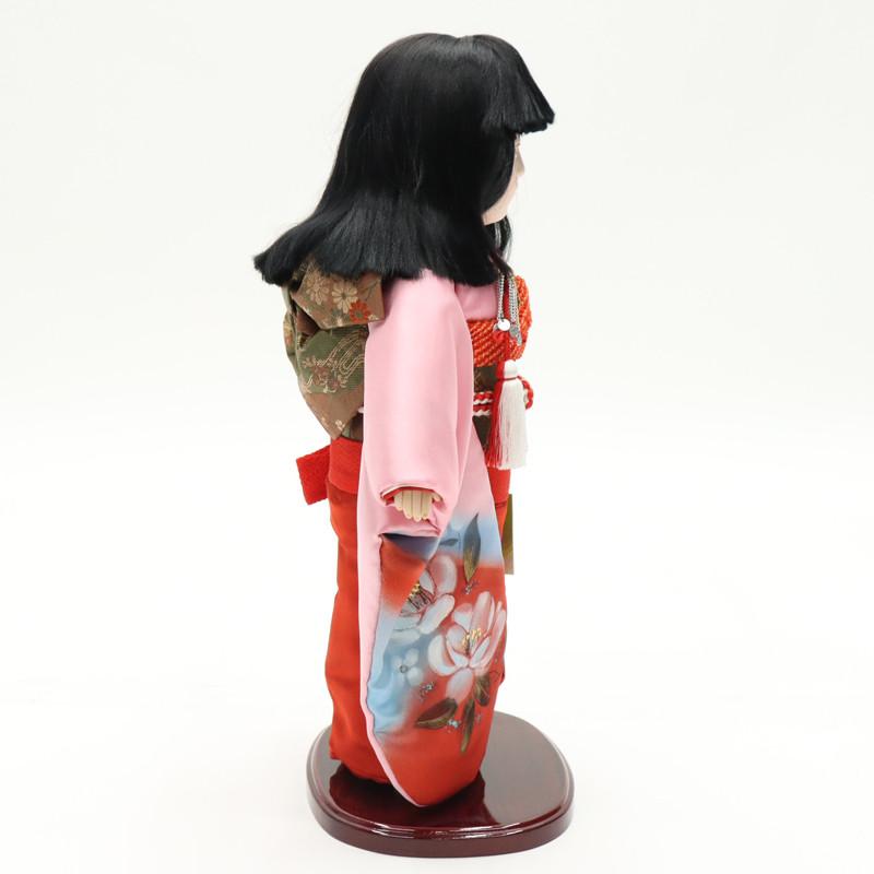 アウトレット品 雛人形 市松人形 13号 正絹 ピンク/赤 25a-ya-0072