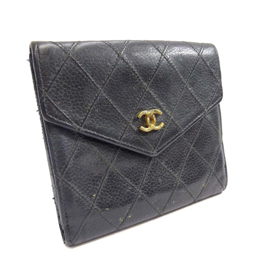 本物・正規品 CHANEL ビコローレ ラムスキン 二つ折り財布 Wホック