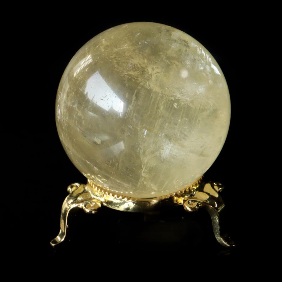 GOLD STONE ゴールデン カルサイト 丸玉 台座付き 直径約55mm 虹入り