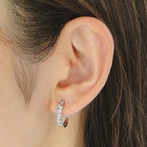 プラチナ Pt900 0.3ct ダイヤモンド フープ ピアス 送料無料 ダイヤ