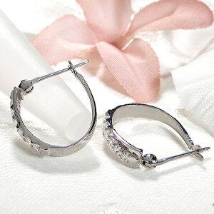 プラチナ Pt900 0.3ct ダイヤモンド フープ ピアス 送料無料 ダイヤ