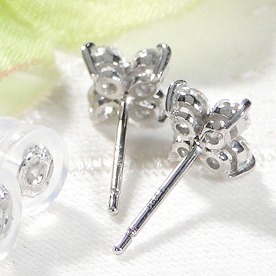 Pt900 0.5ct フラワーモチーフ ダイヤモンド ピアス 送料無料 ダイヤ