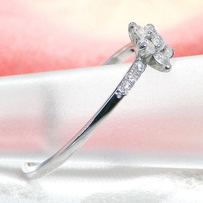 Pt900 0.16ct フラワーモチーフ ピンキーリング 送料無料 PT プラチナ