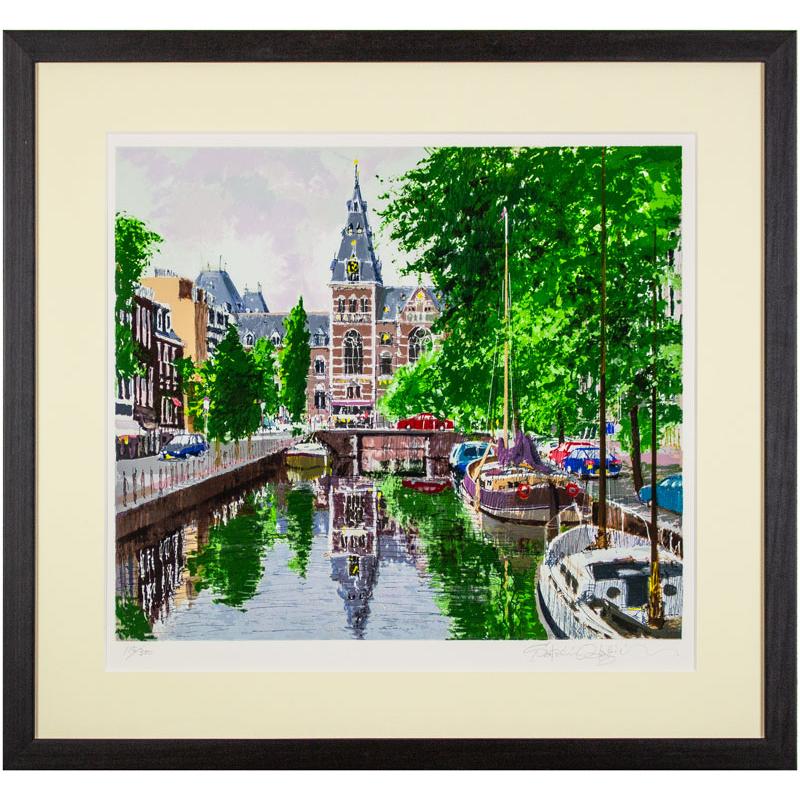 骨董品屋鑑定済み 小田切訓 塔のある運河 古径版画工房 骨董品屋鑑定