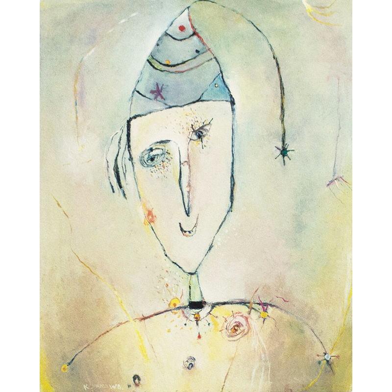 塙 賢三 道化 油彩画 絵画 美術 ピエロ 真作 SMサイズ 塙 賢三 道化