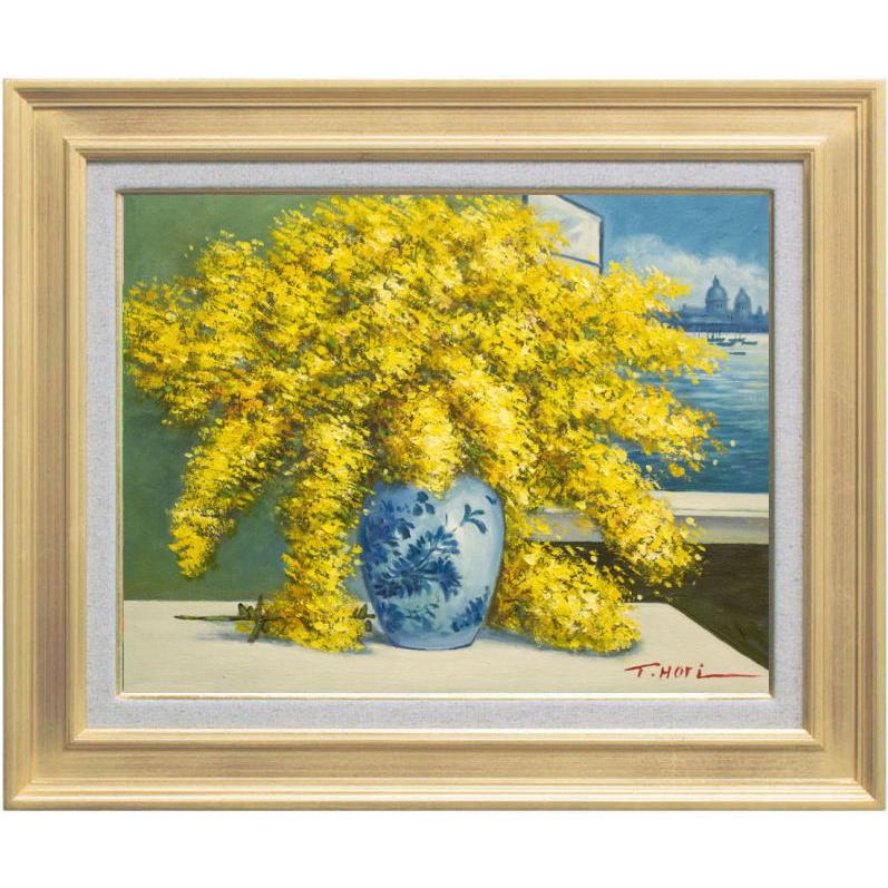 絵画油絵アート原画一点物花ミモザイエロー可憐SM