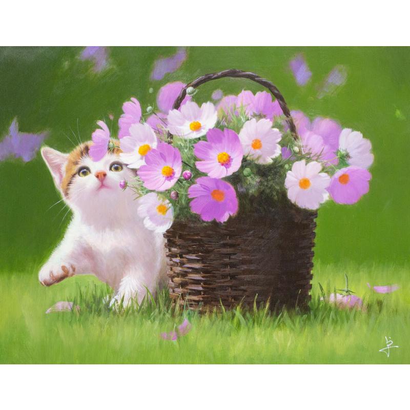 長岡 卓 「 いたずらっ子 」 油絵 油彩画 F6 ( 6号 ) 絵画 洋画 肉筆