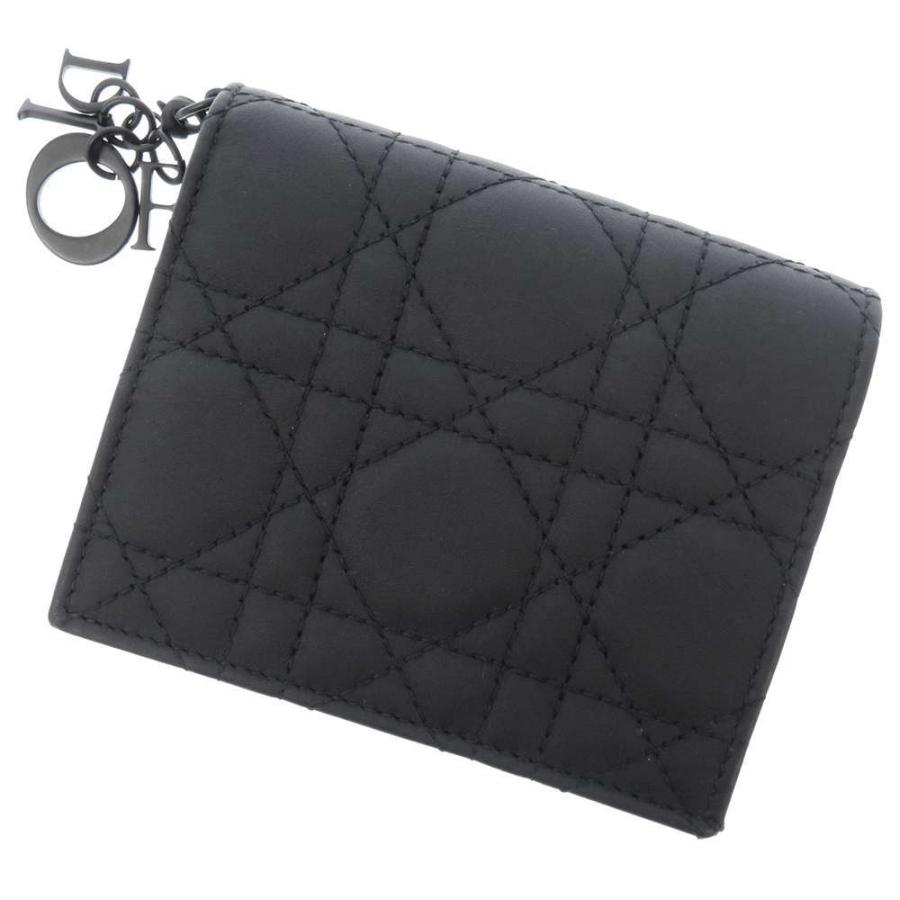 Dior レディディオール カナージュ 二つ折り財布 コンパクト