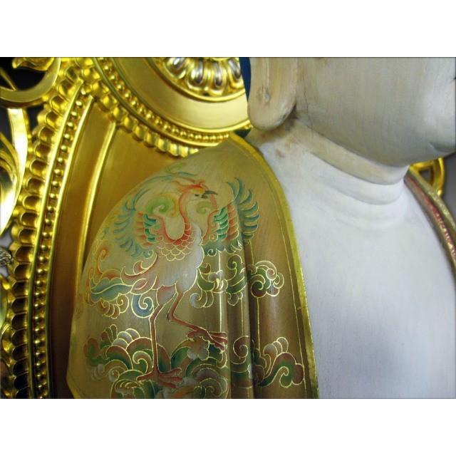 木彫り彫刻 仏像 十一面観音菩薩 立像 截金彩色 光背金箔仕上 木彫