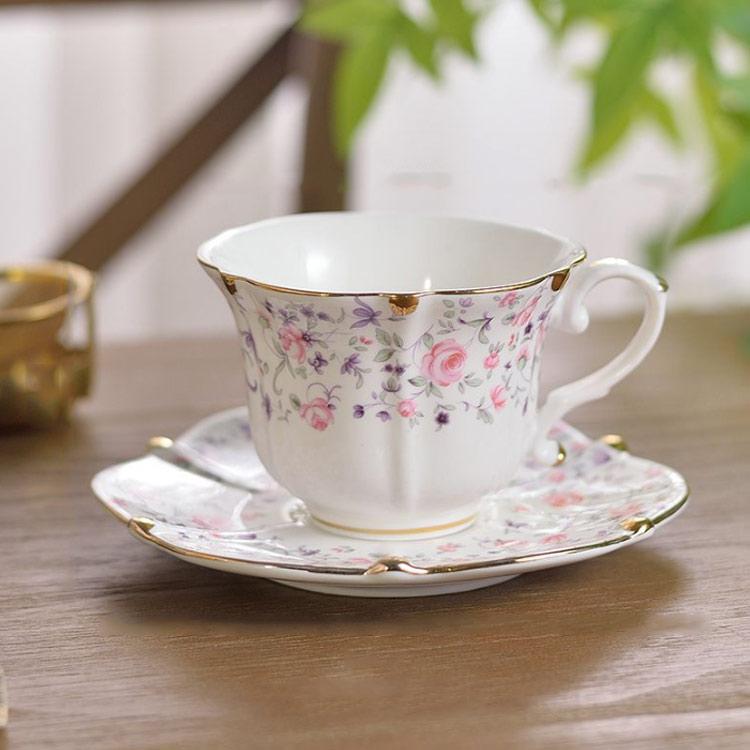 コーヒーカップ ソーサー セット 花柄 フラワー 陶器 200ml マグカップ