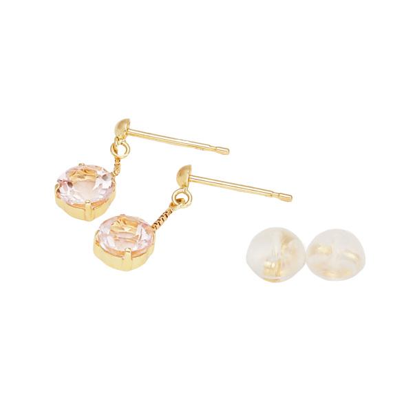 K18イエローゴールド モルガナイト ピアス : ジェムキャッスル ゆき