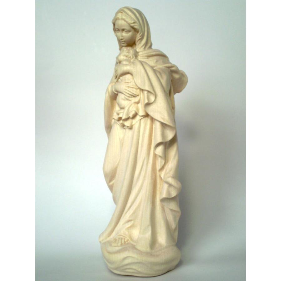 創業100年《レーピ》木彫り 聖母マリア像 20cm「ルネサンス」聖母子像