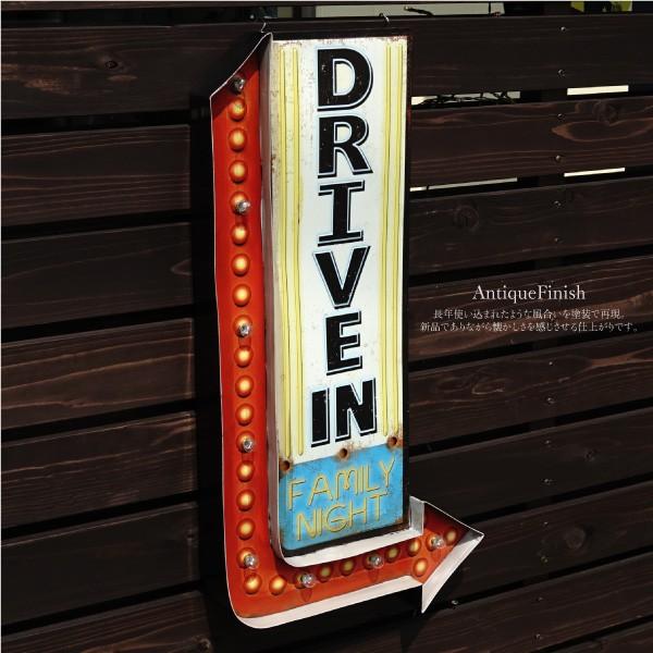 看板 DRIVE IN LED 照明 プレート アンティーク風 アメリカン雑貨