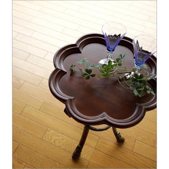 サイドテーブル 木製 おしゃれ アンティーク 花台 コーヒーテーブル