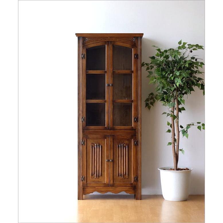 食器棚 カップボード キャビネット ガラス扉付き 収納 木製