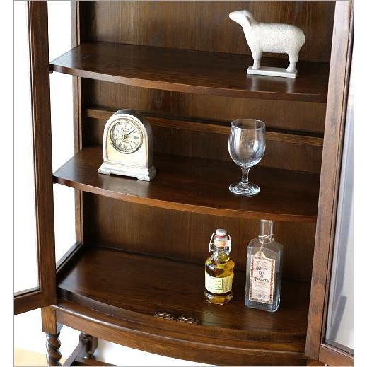 キャビネット ガラス扉 ガラスキャビネット アンティーク スリム 木製