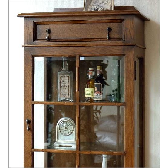 キャビネット ガラス アンティーク クラシック 木製 天然木 ナラ材 扉