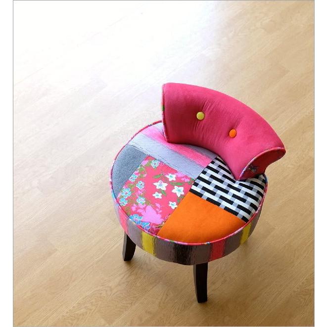 椅子 チェア カラフル パッチワーク 布張り 木製 かわいい おしゃれ