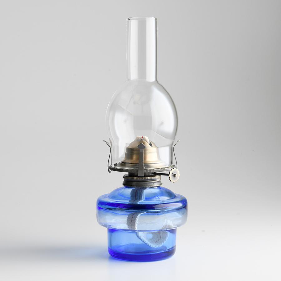 オイルランプの台瑠璃色に花模様 【公式通販】