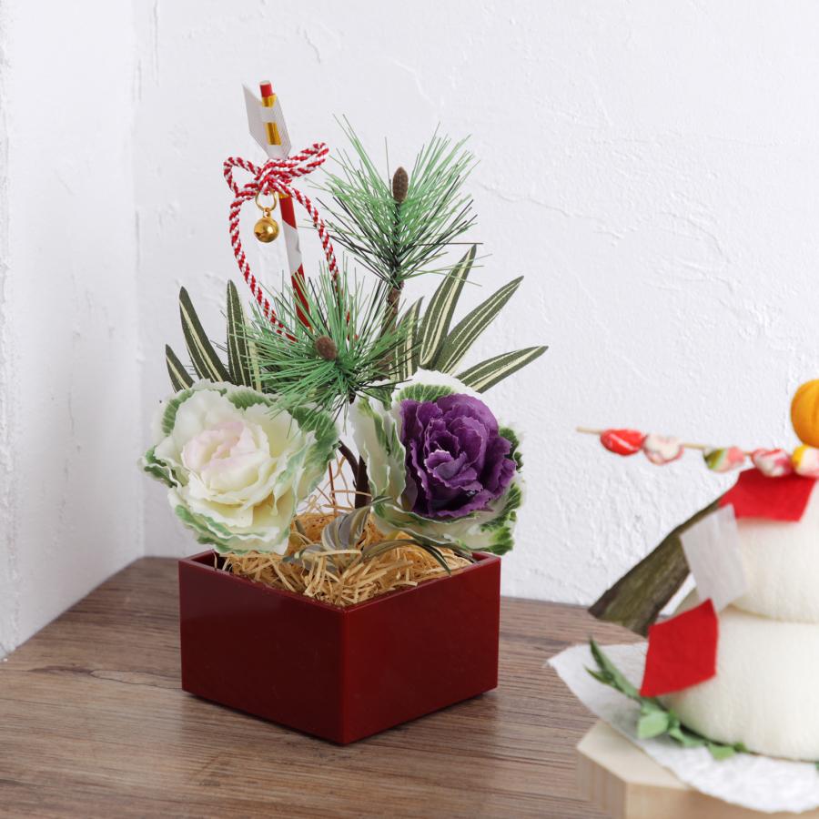 縁起物 枡飾り 破魔矢 葉牡丹 松 置物 正月飾り コンパクト ミニ