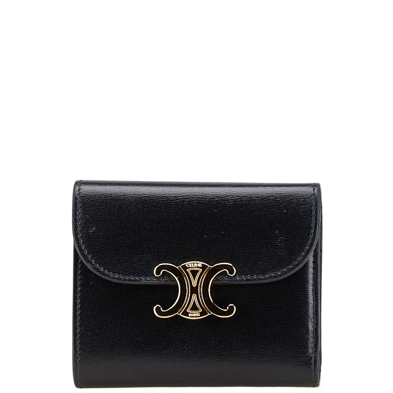 セリーヌ トリオンフ 三つ折り財布 スモールウォレット ブラック