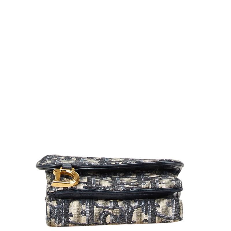 ディオール オブリーク サドル 三つ折り財布 ネイビー ベージュ