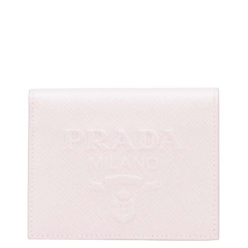PRADA（プラダ） エンボスロゴ 二つ折り財布 ピンク サフィアーノ