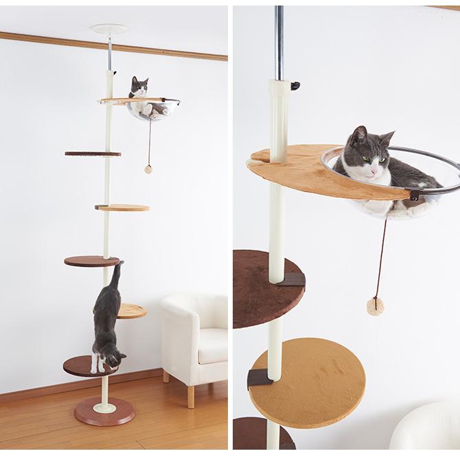 ボンビアルコン 突っ張り型キャットタワー ブラウン 高さ調整可能[大型