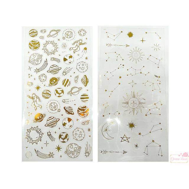 ステッカー シール キラキラ ゴールド クリア レジン 封入 宇宙 星 月