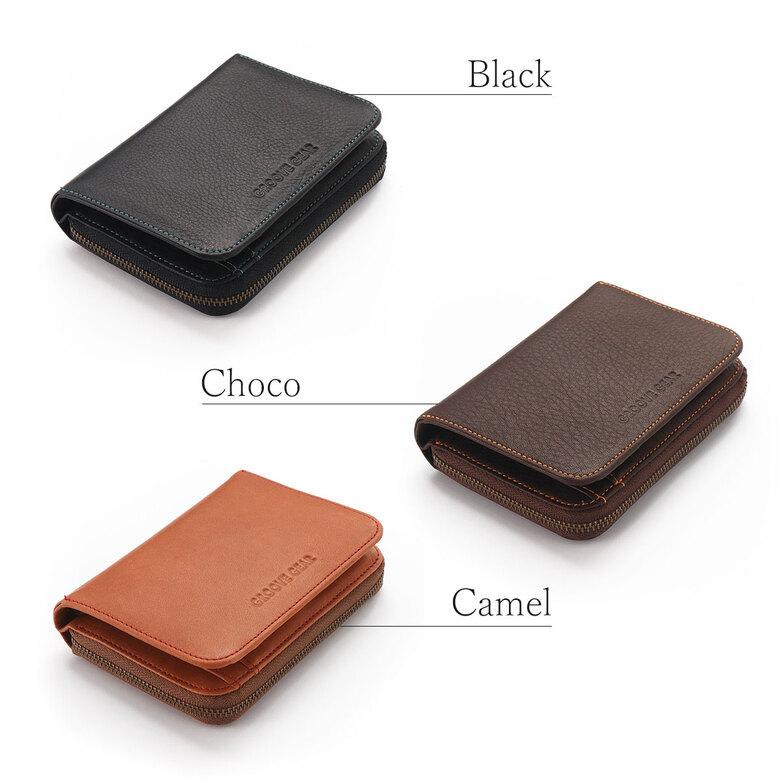 財布 メンズ 二つ折り財布 コンパクト 二つ折り ラウンドファスナー 黒