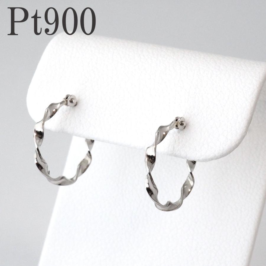 プラチナ ピアス フープ シンプル PT Pt900 ツイスト キラキラ ひねり