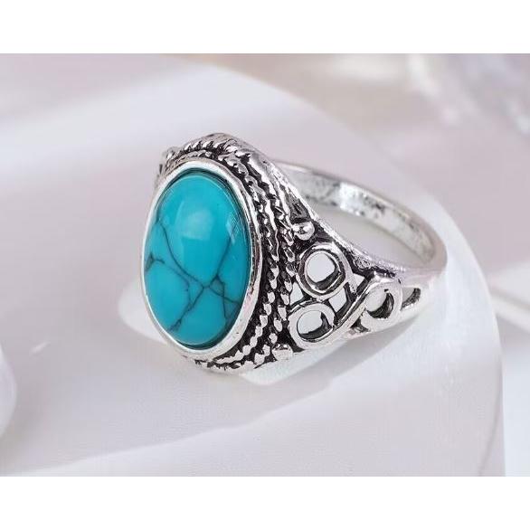 ターコイズシルバーリング おしゃれな指輪 メンズリング レディース