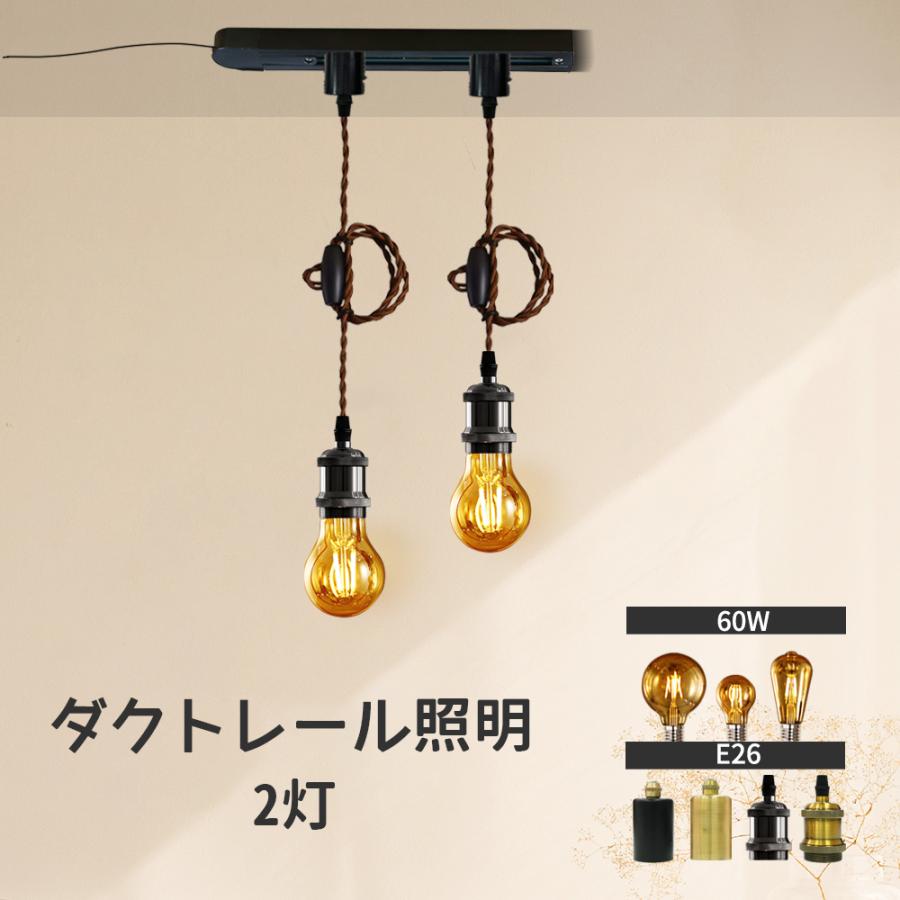 ダクトレール用ペンダントライトセット LED電球2個付 0.3m コンセント