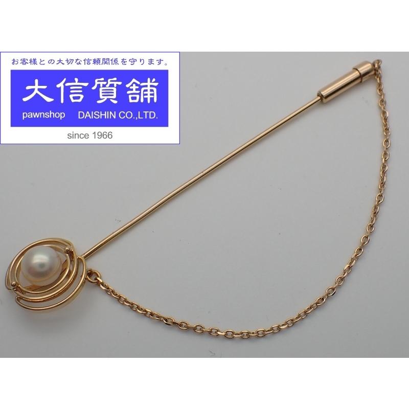 K18 イエローゴールド パール ピンブローチ 2.6g 中古A 【送料無料】 C