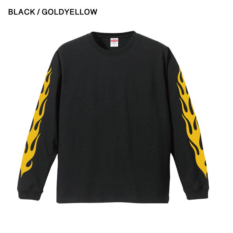 FLAME フレイム ロンT 1.6インチリブ 袖プリント ファイヤーパターン