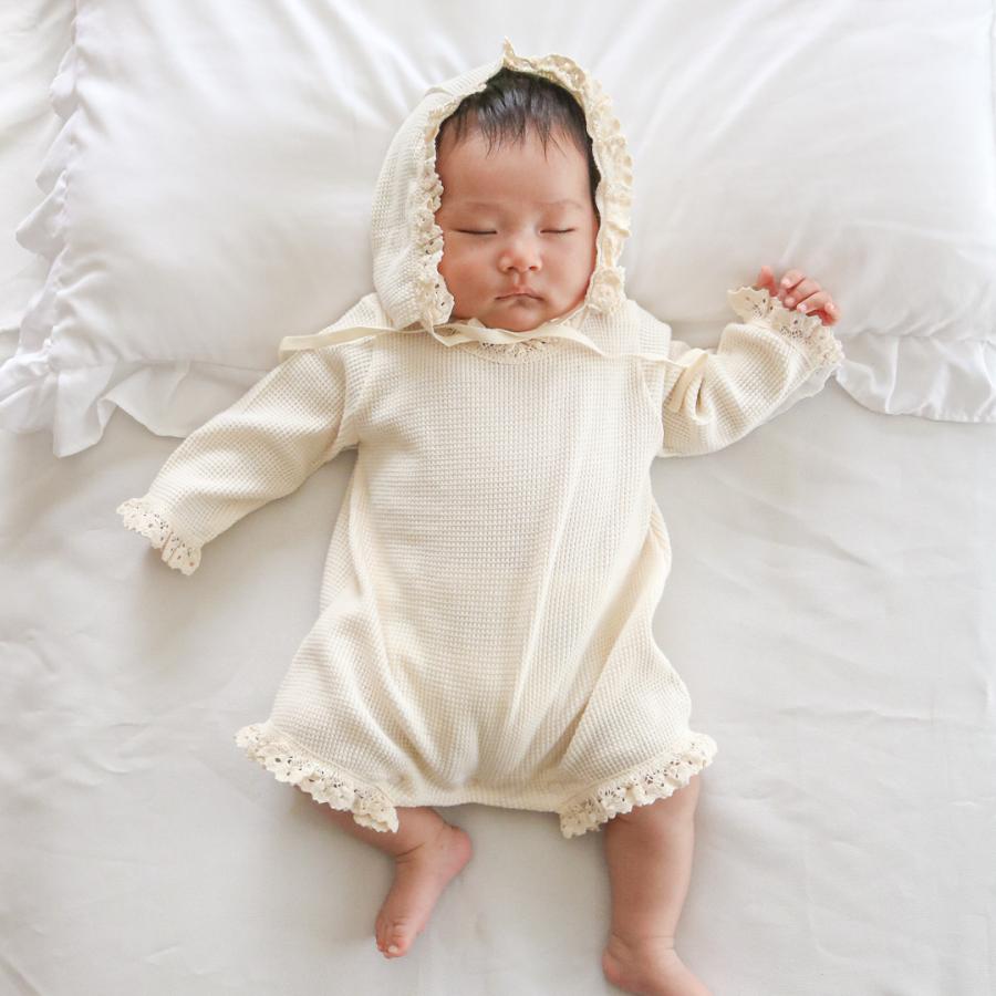 monbebe ロンパース waffle suit (bonnet set) 新生児 ベビー赤ちゃん