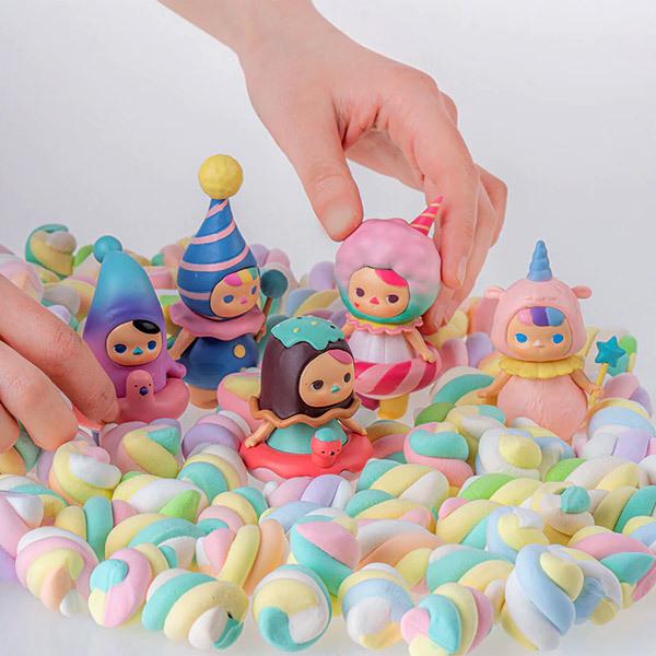 少し弾力のあるかわいいソフトカラフルマシュマロ 各色1個の計6個