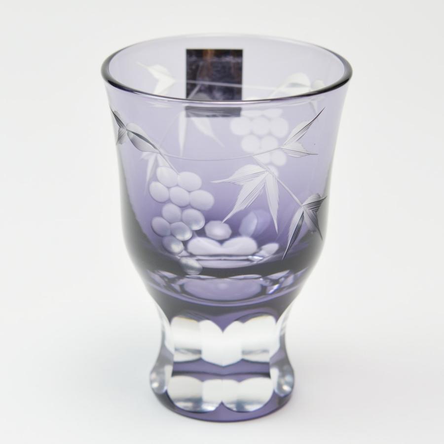 江戸切子 葡萄切子 酒杯 ペア 江戸紫切子 ( 田島硝子 木箱名入れ有料