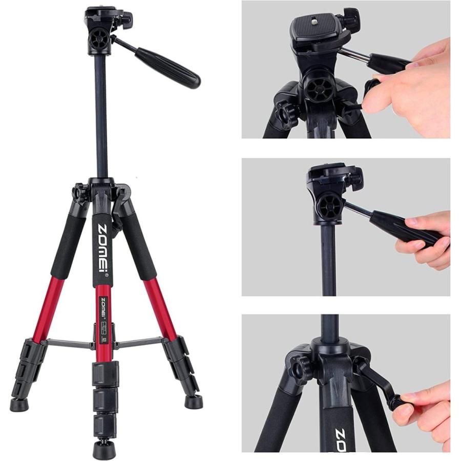 ZOMEi Zomei Q111 三脚 軽量アルミ製 4段 3WAY 雲台 キャリングバッグ