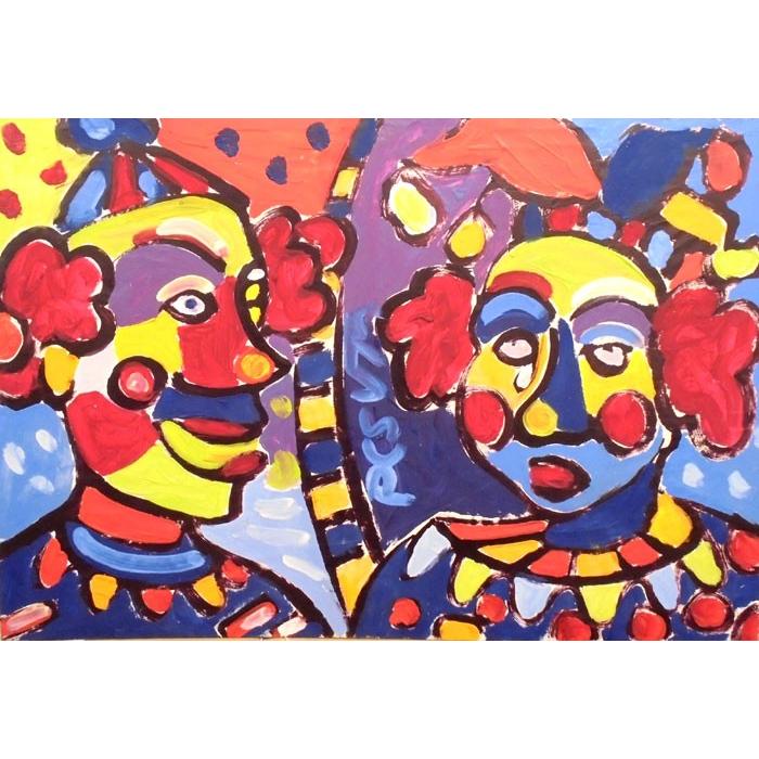 人物画 絵画 油絵 ミクローシュ（ハンガリー） 作 ピエロ ヨーロッパ