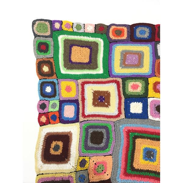 雑貨 古着 70s カラフル マルチ スクエア クロシェ ニット