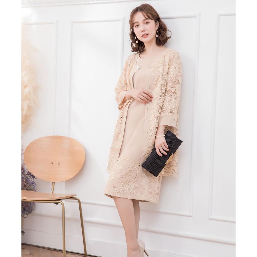 DRESS+（ドレスプラス） ワンピース 裾レース カーディガン レース 総