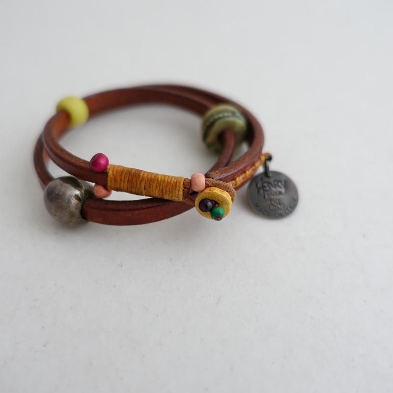 HENRY CUIR（アンリークイール） *二連ビーズブレスレット*レザー皮革