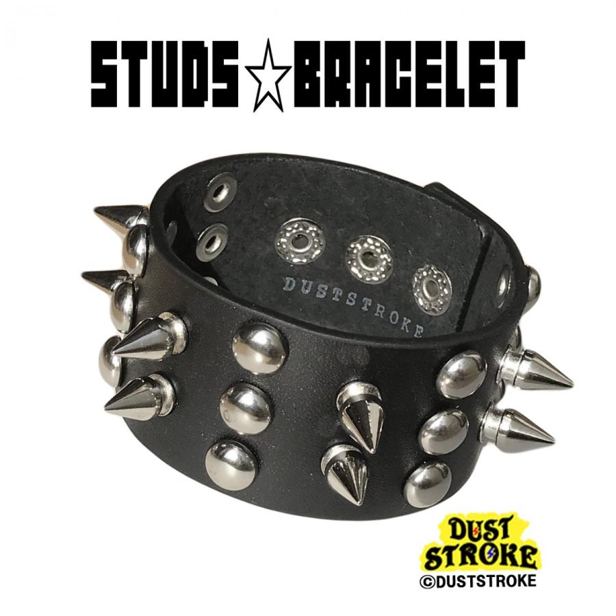 DUSTSTROKE(ダストストローク) 本革 スタッズ レザー ブレスレット