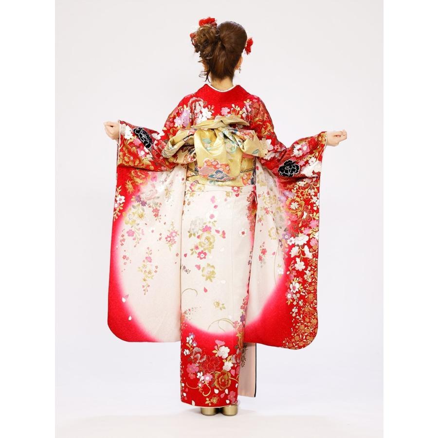 422桂由美 レトロポップ 絞り 赤 螺鈿落款 正絹振袖6点フルセット成人