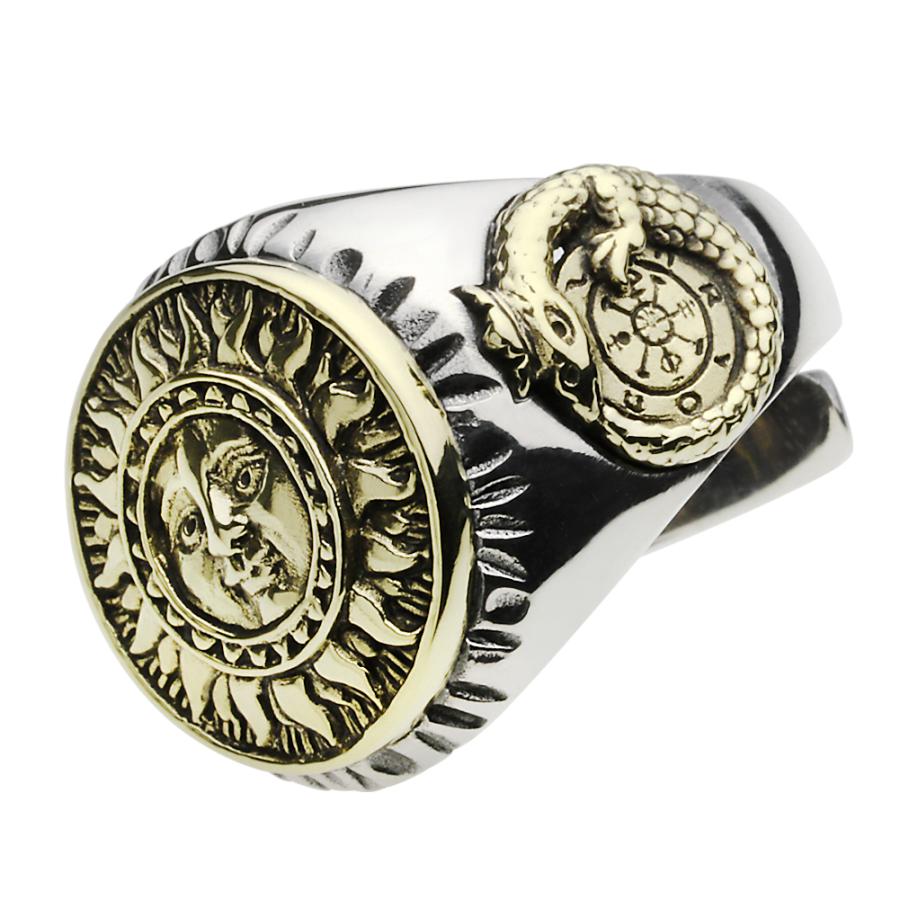 シルバーリング 指輪 メンズ 太陽 サン トカゲ タロットカード 太め ご
