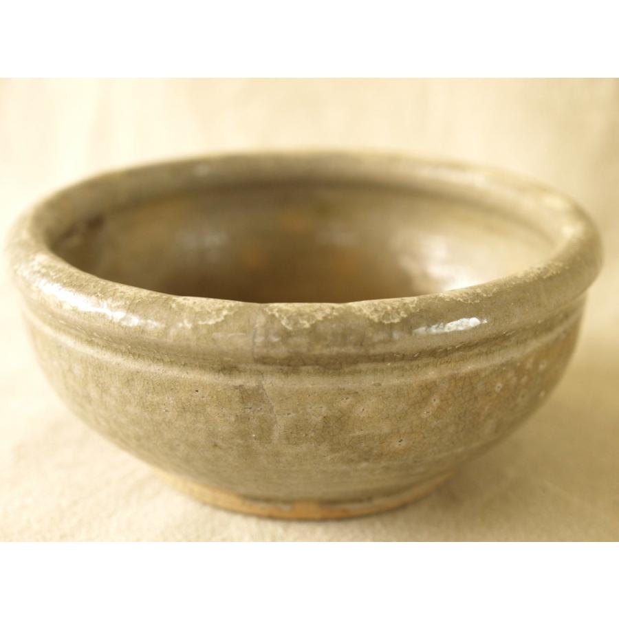 江戸時代 古瀬戸片口鉢14.5cm花入 黄瀬戸 瀬戸焼花入 花器 ミニ盆栽 松