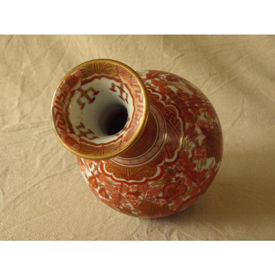 時代 幻の名窯 湖東焼 赤絵金彩賢人図花瓶20cm 吉祥 招福 最高 縁起物