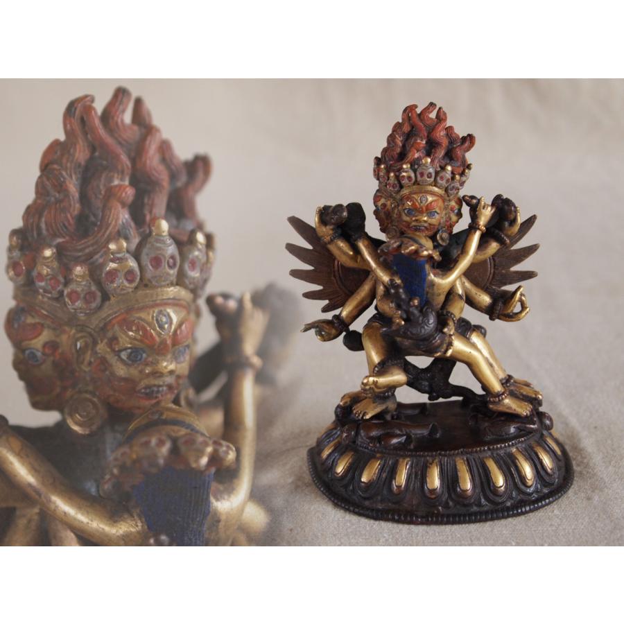 貴重 清代 絢爛豪華 金鍍金銅製歓喜仏10.5cm 男女合体仏 チベット仏